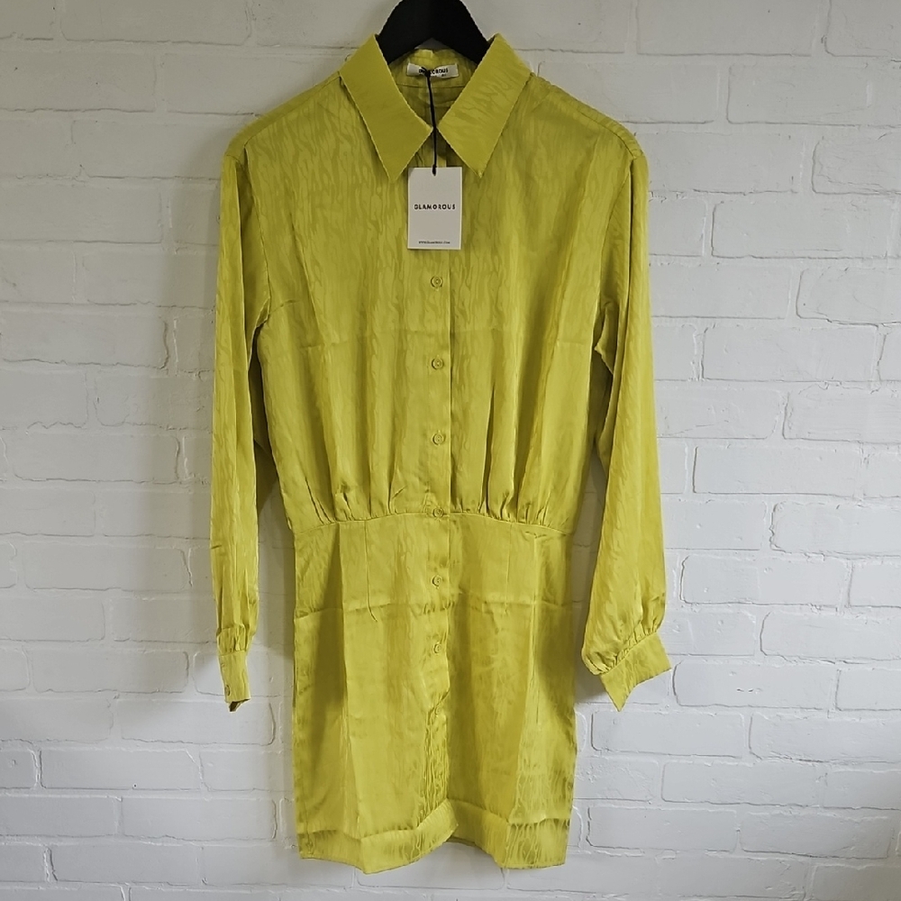 NWT Glamorous Yellow Satin Mini Dress